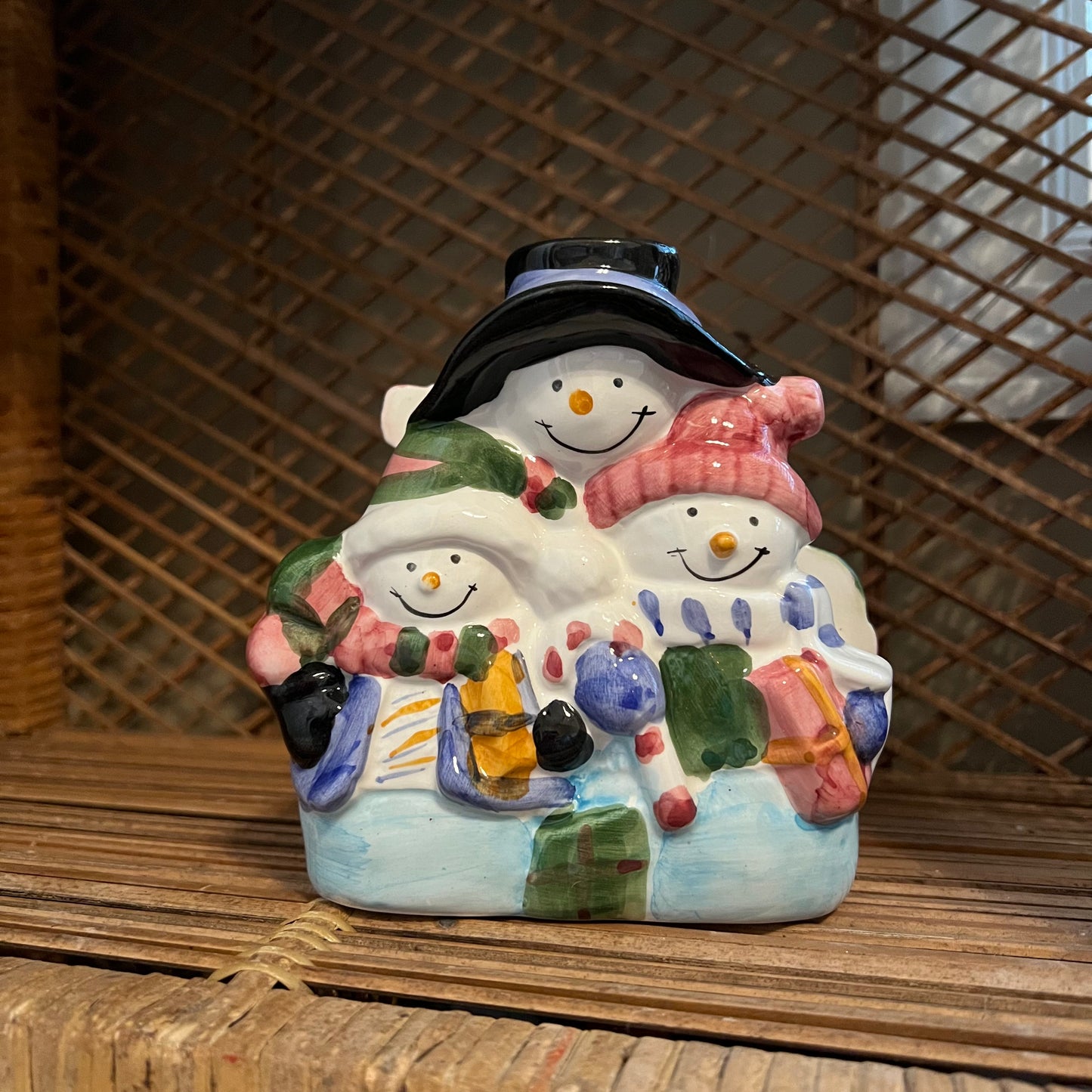 Vintage Snowman Napkin Holder & Salt/Pepper Set
