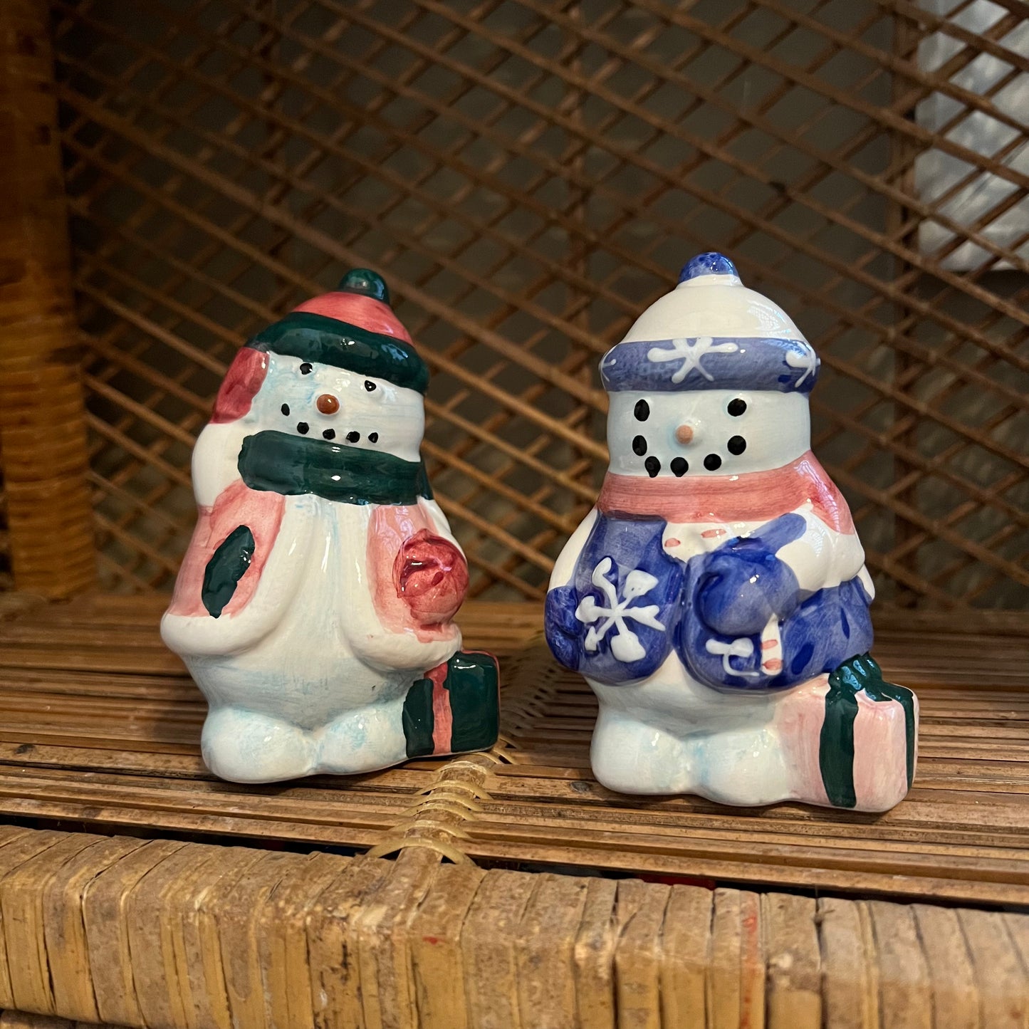 Vintage Snowman Napkin Holder & Salt/Pepper Set