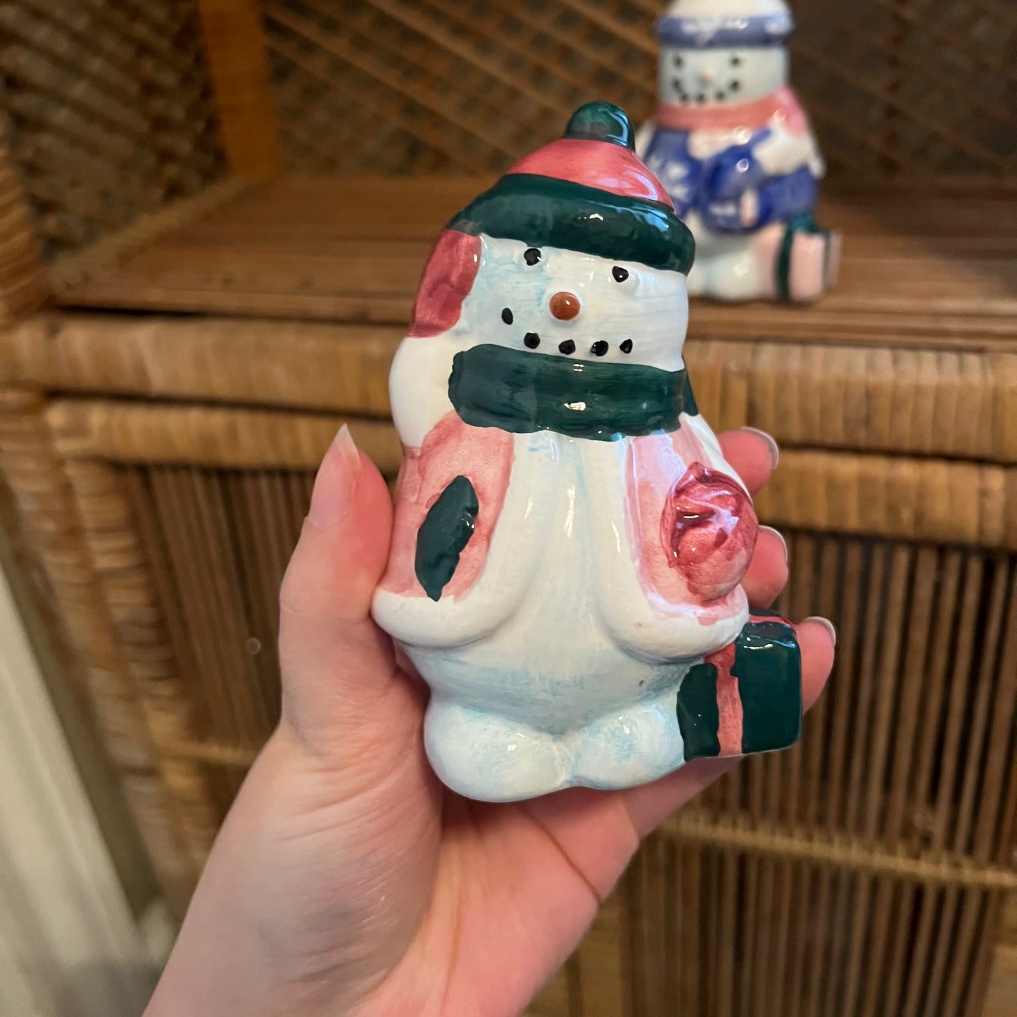 Vintage Snowman Napkin Holder & Salt/Pepper Set
