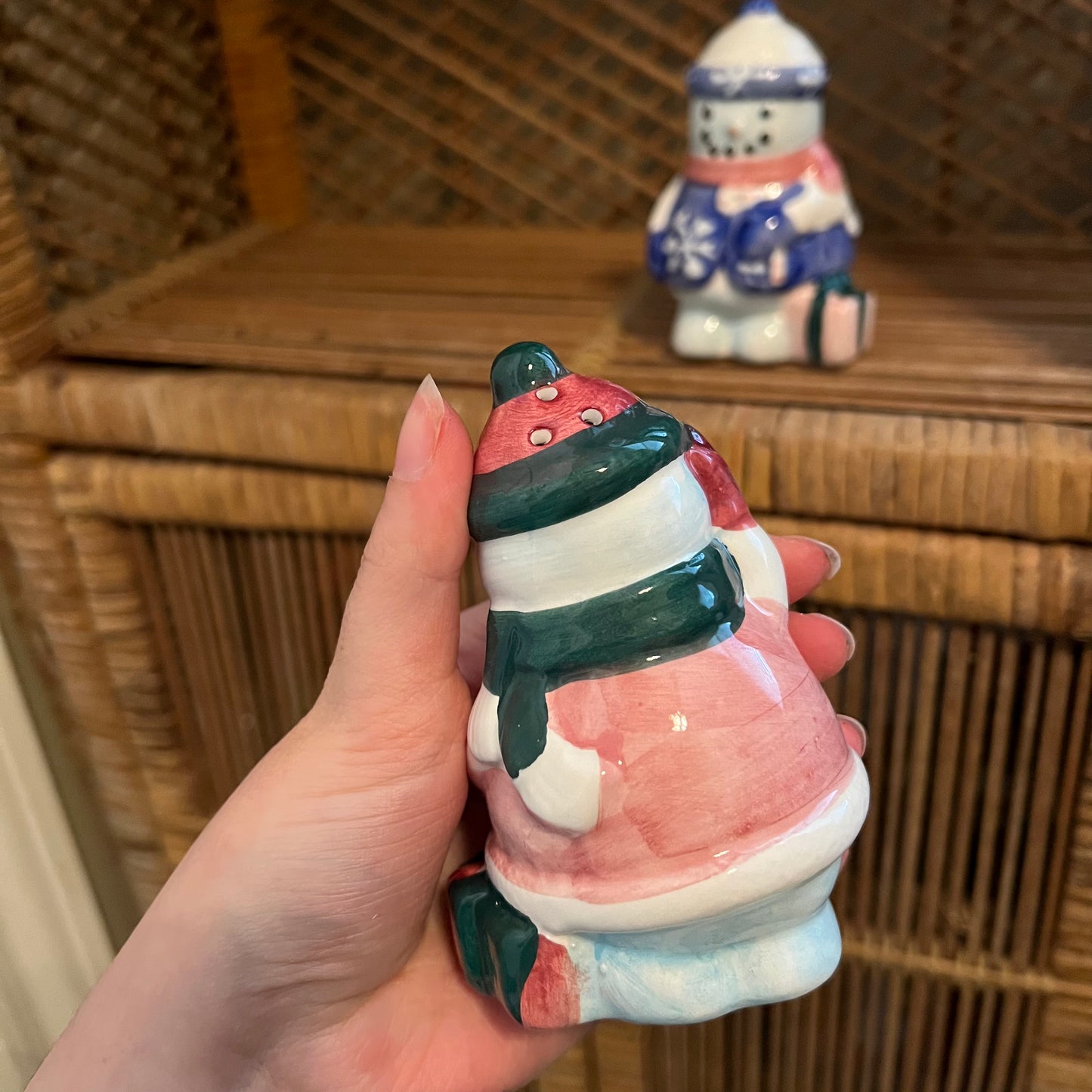 Vintage Snowman Napkin Holder & Salt/Pepper Set