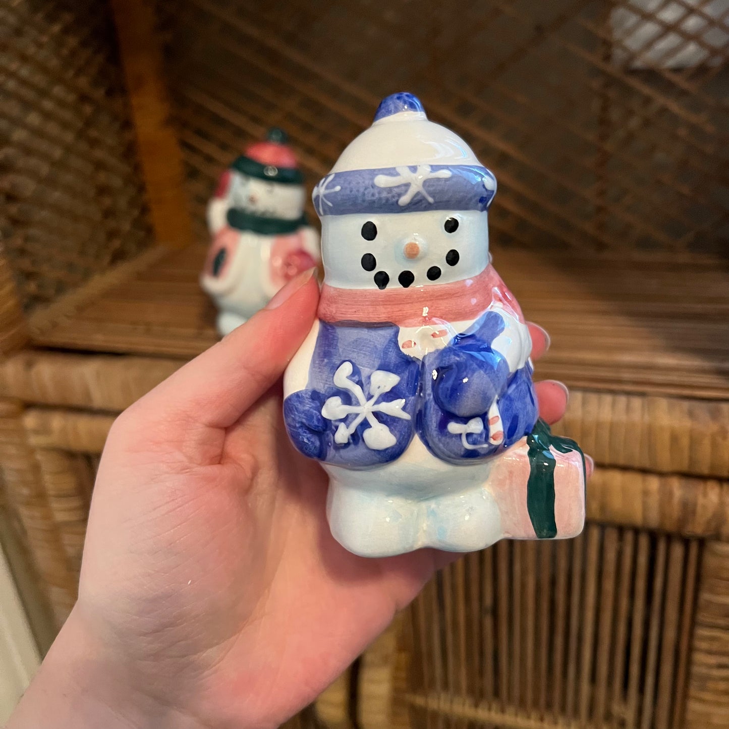 Vintage Snowman Napkin Holder & Salt/Pepper Set