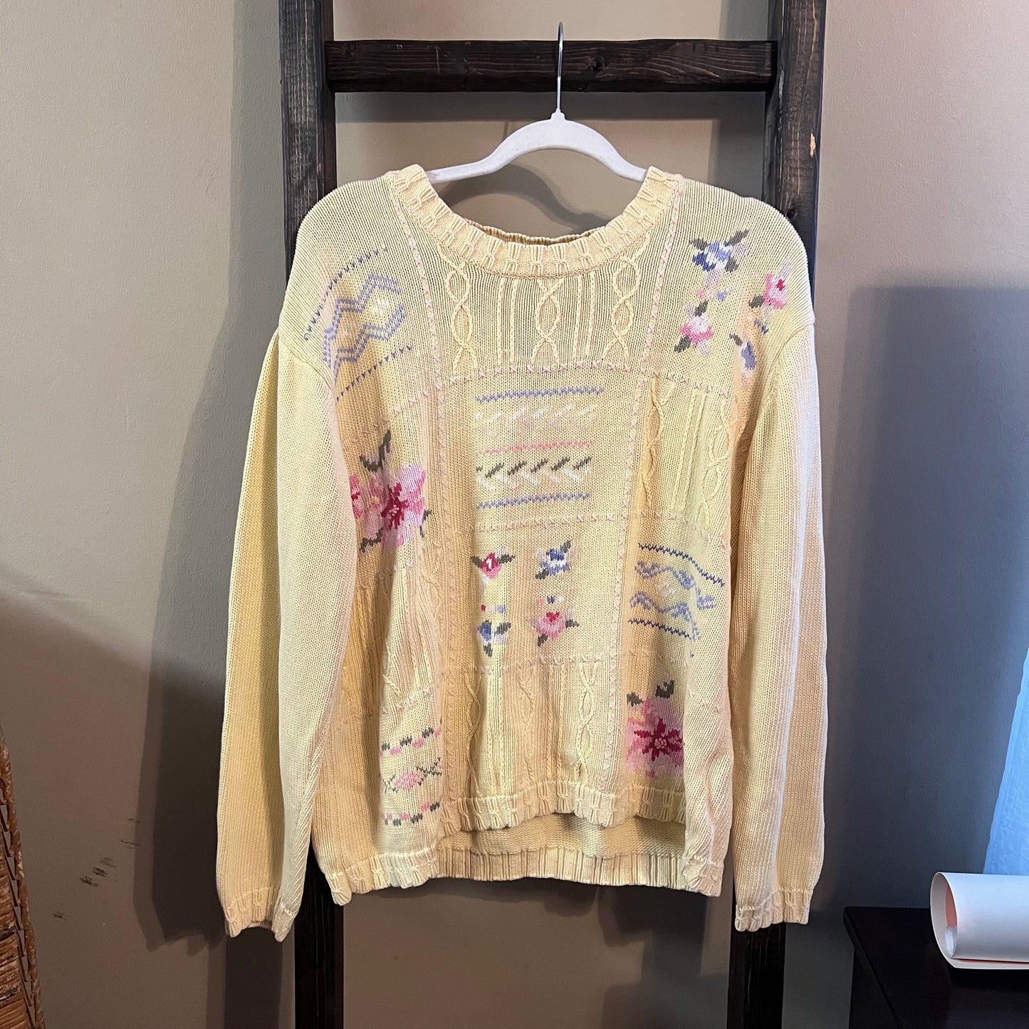 Northern Reflections Vintage Yellow Floral Sweater