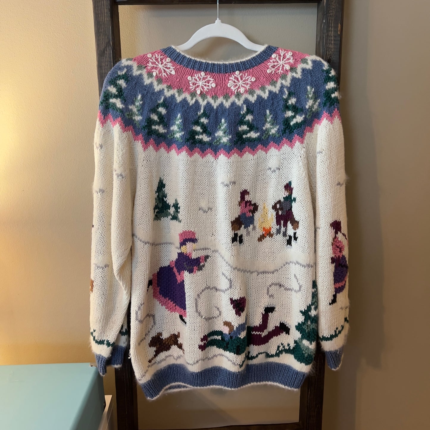 Vintage Design Options Christmas Scene Sweater Cardigan