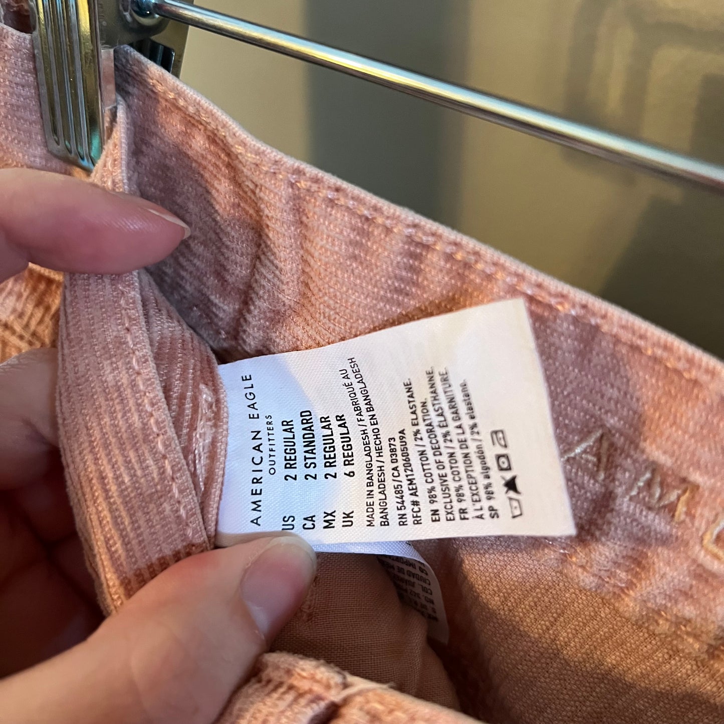 Size 2 American Eagle Pink Corduroy Mom Jeans