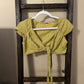 Size Medium Free People Green Linen Wrap Top