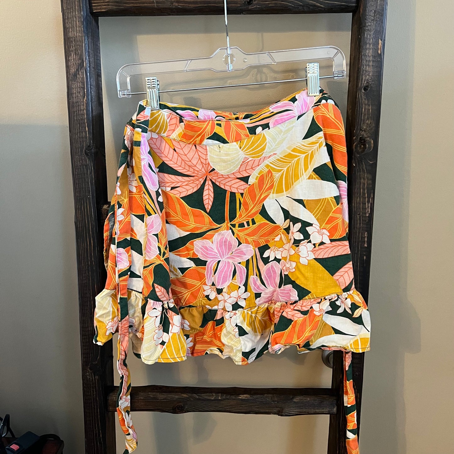 Size Large Aerie Floral Wrap Mini Skirt