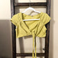 Size Medium Free People Green Linen Wrap Top