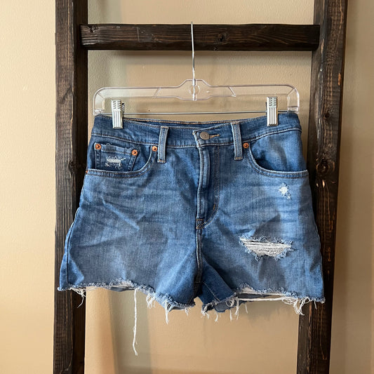 Levi Distressed High Rise Denim Shorts