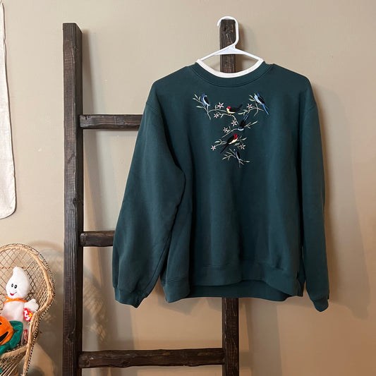 Size Large Classic Elements Bird Embroidered Sweatshirt