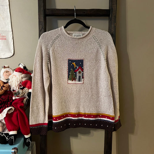 Susan Bristol Embroidered Snowy Night Sweater