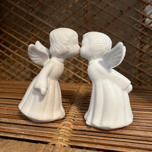 Vintage Bisque Porcelain Kissing Angels