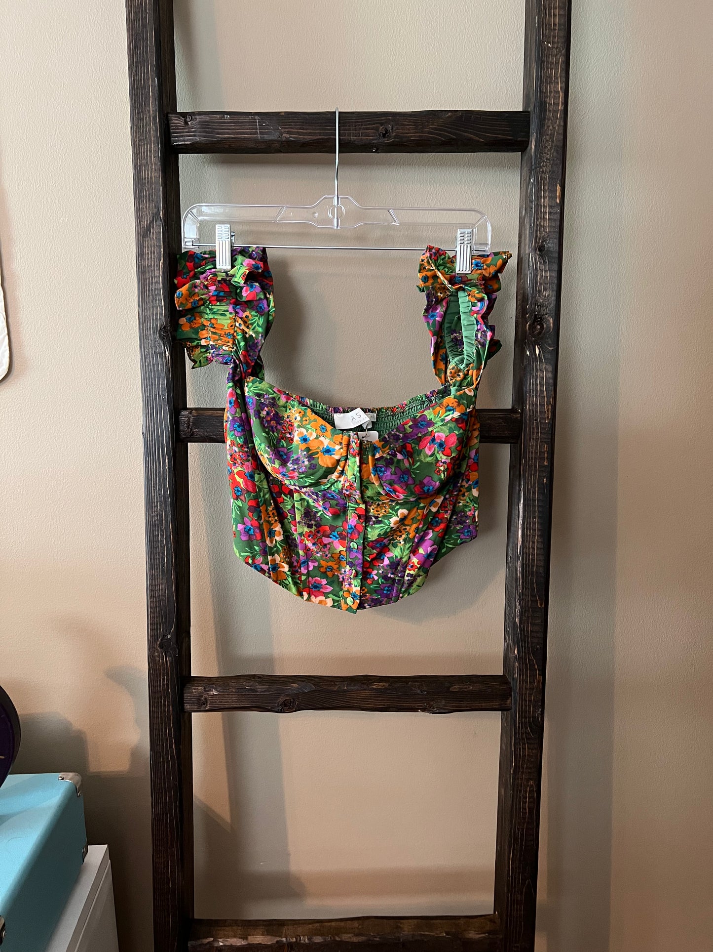 ASTR The Label Floral Corset Cropped Tank