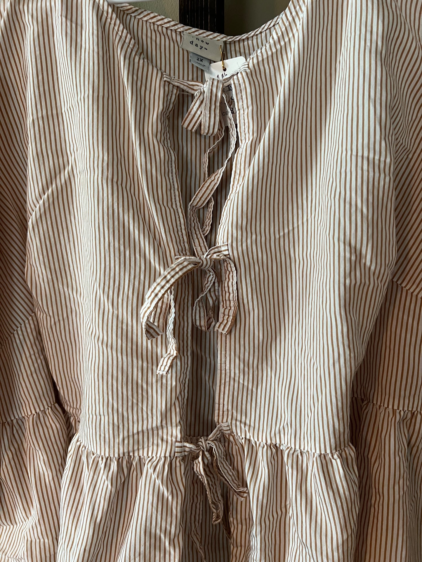 A New Day Striped Bow Tie Blouse
