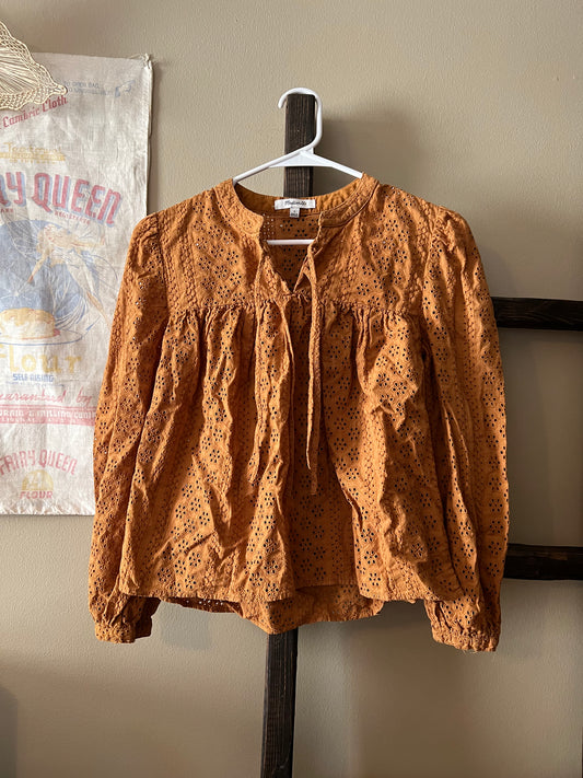 Madewell Eyelet Double Tie Floral Blouse