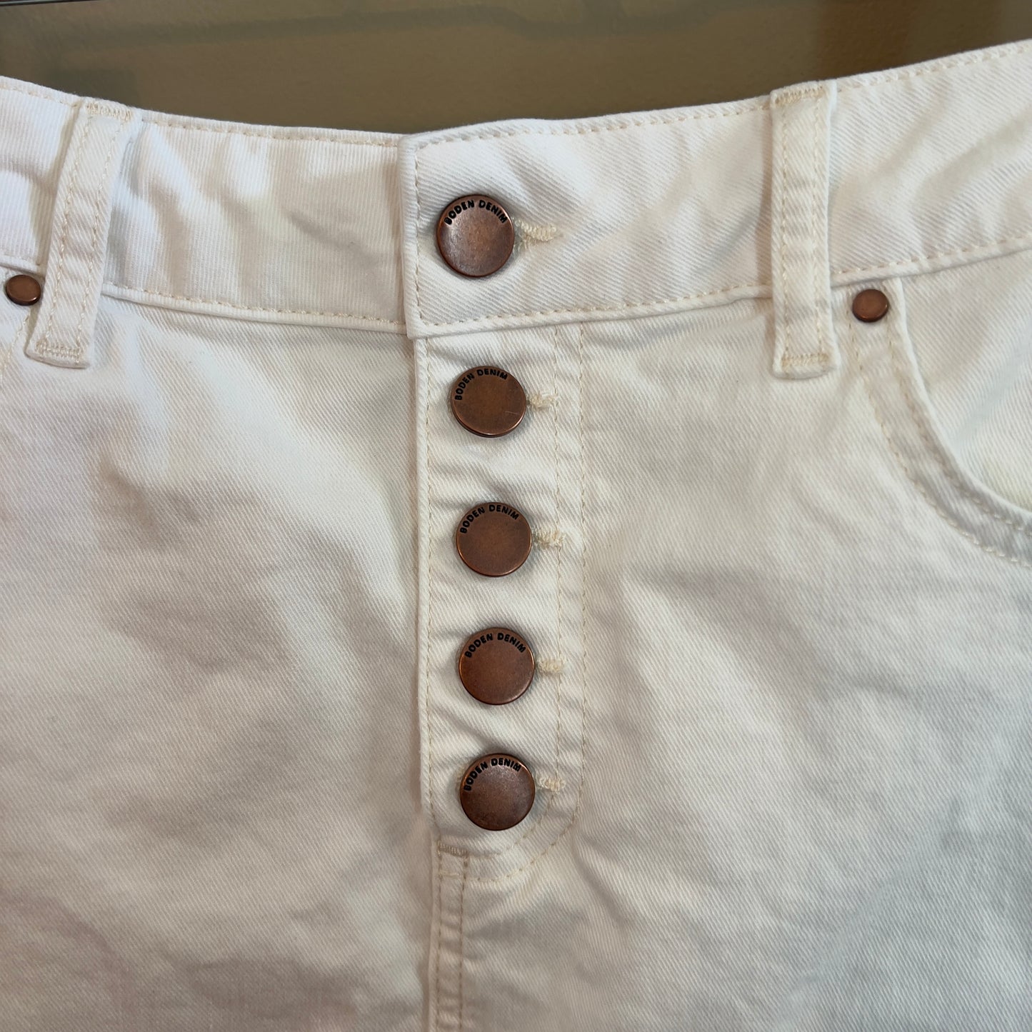 Size 6 Petite Boden White Denim Skirt