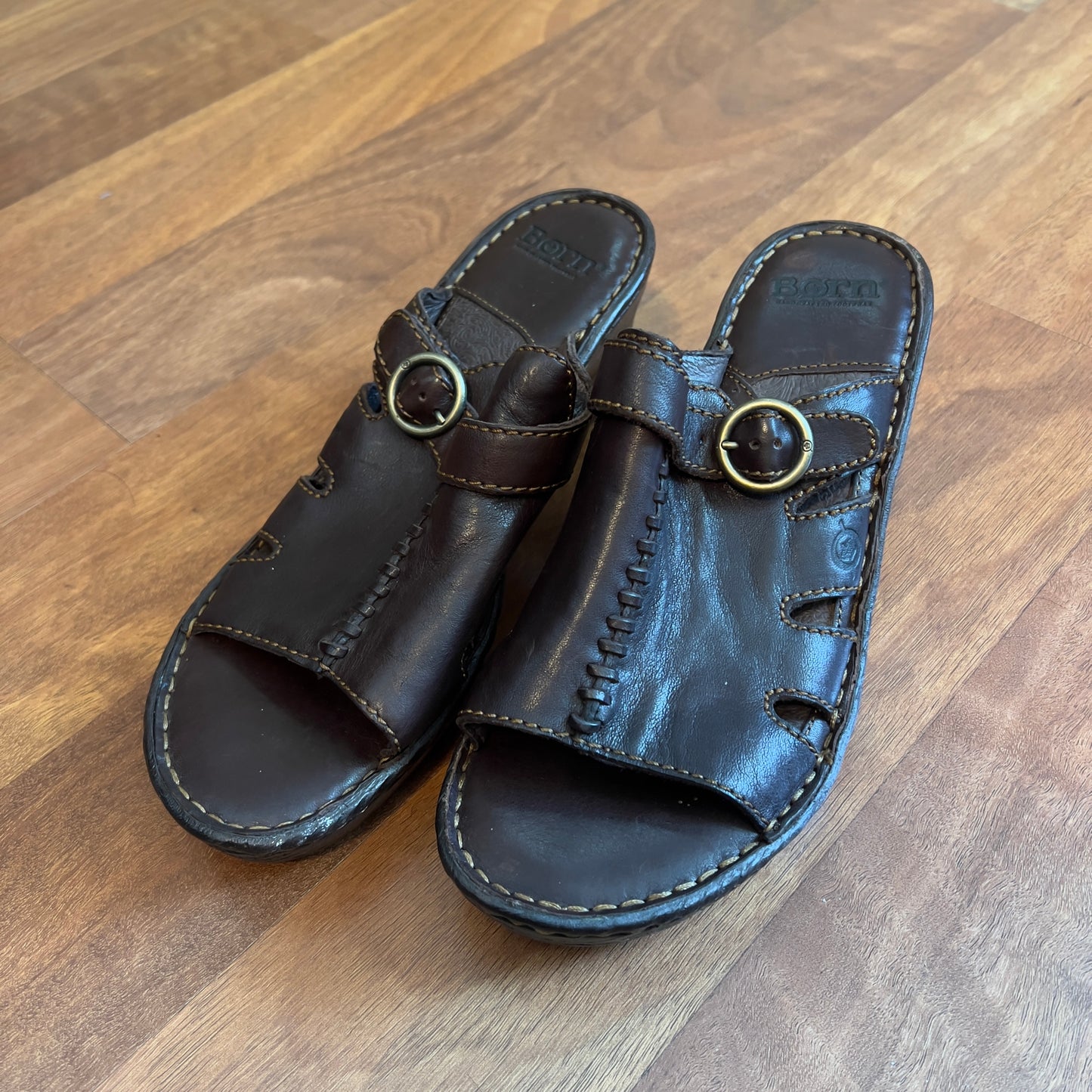 Size 9 Born Brown Leather Clog Heels