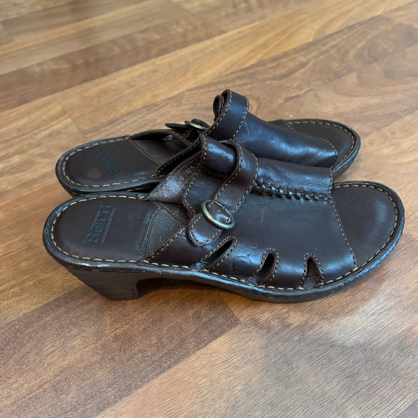 Size 9 Born Brown Leather Clog Heels