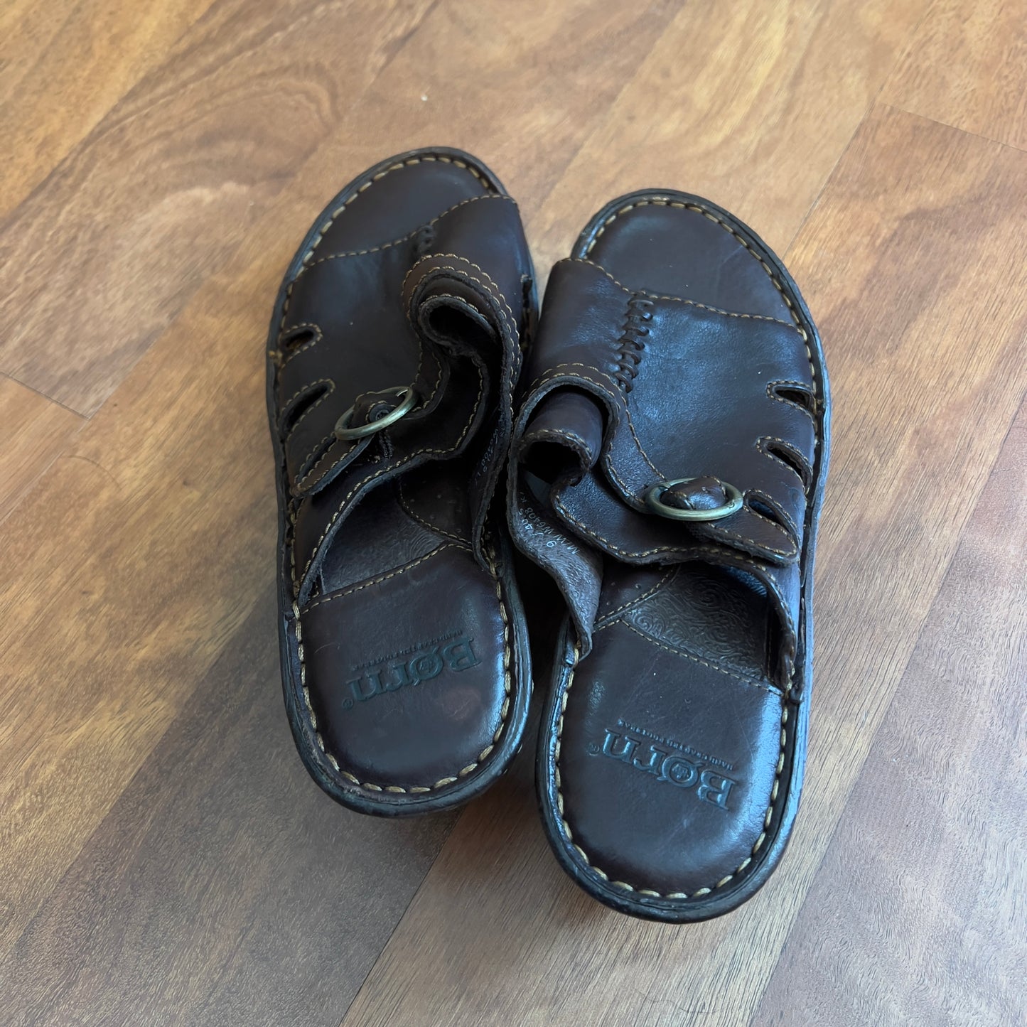 Size 9 Born Brown Leather Clog Heels