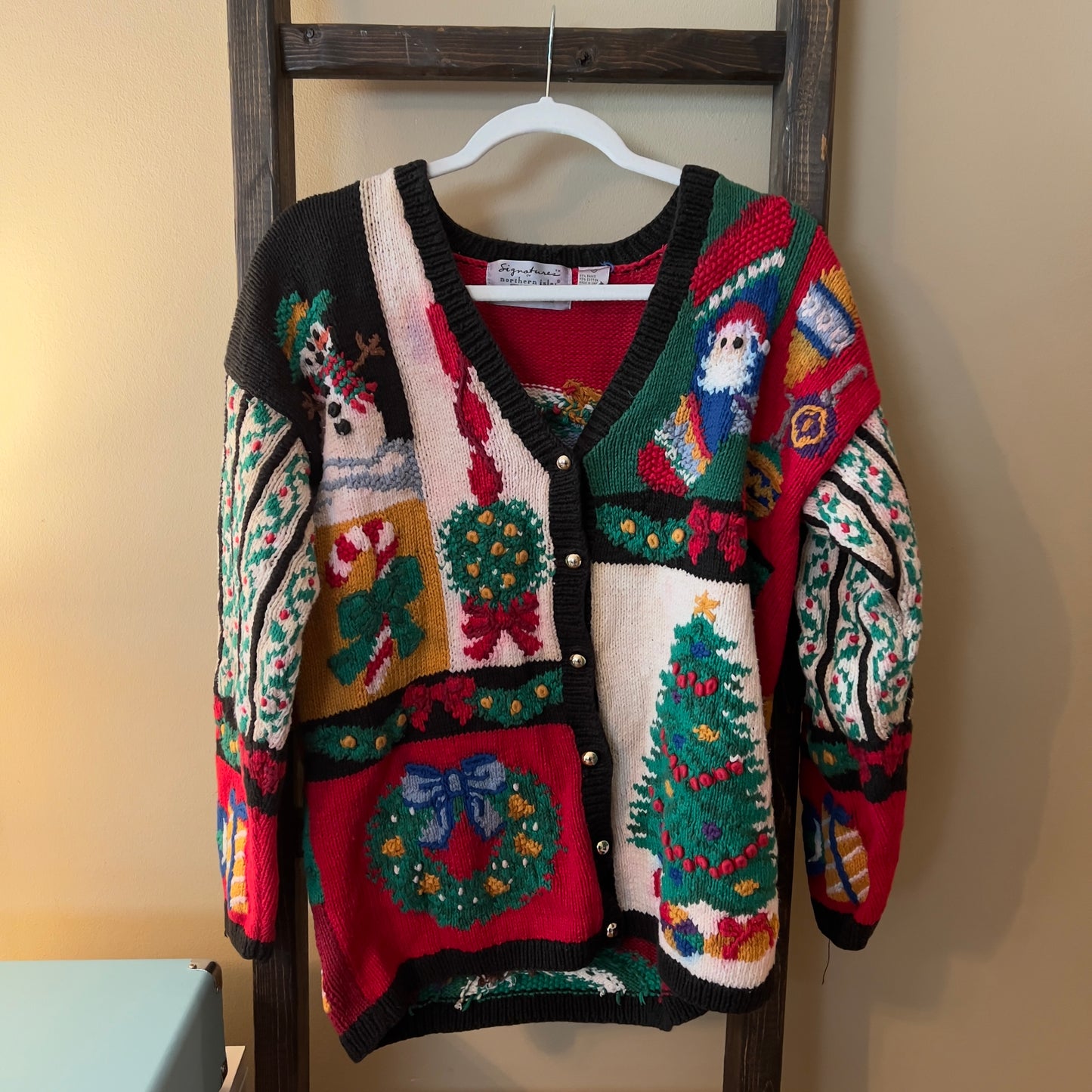 Vintage Signatures by Northern Isle Christmas Tree Holiday Sweater Cardigan