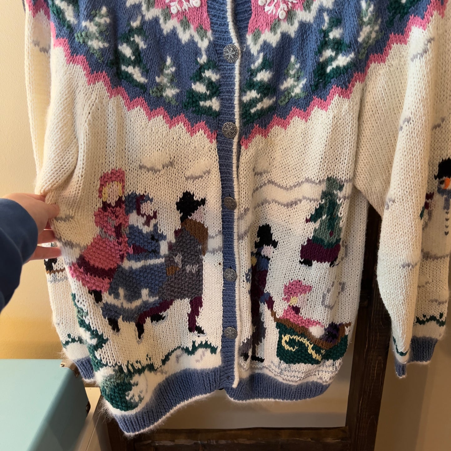 Vintage Design Options Christmas Scene Sweater Cardigan