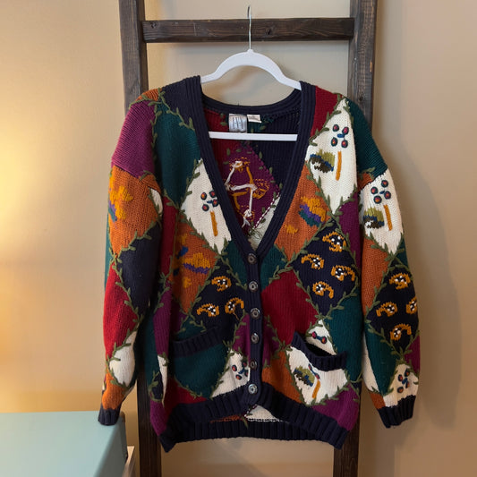 Vintage Ivy Argyle Patchwork Sweater Cardigan