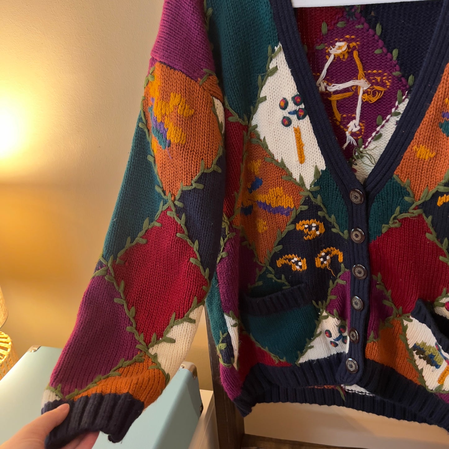 Vintage Ivy Argyle Patchwork Sweater Cardigan