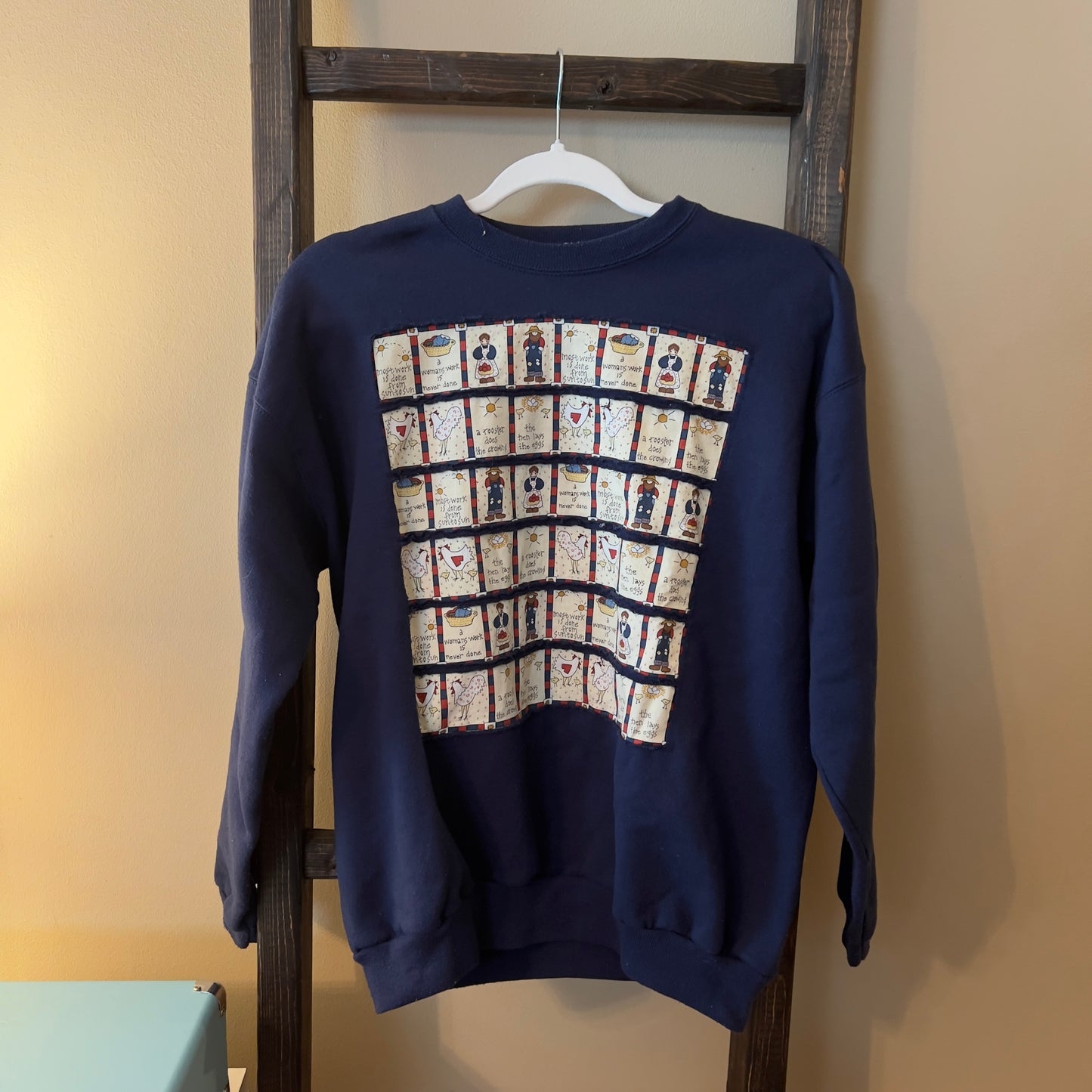 Vintage Navy Patchwork Crewneck