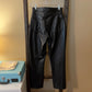 Abercrombie & Fitch Ankle Straight Ultra High Rise Half Leather/Denim Jeans