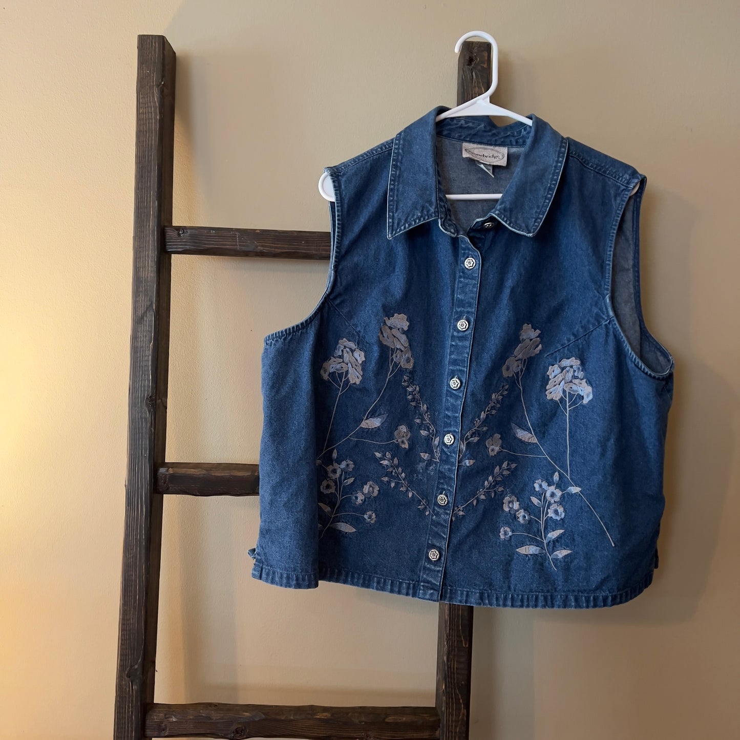 Vintage Stonebrook Floral Denim Vest