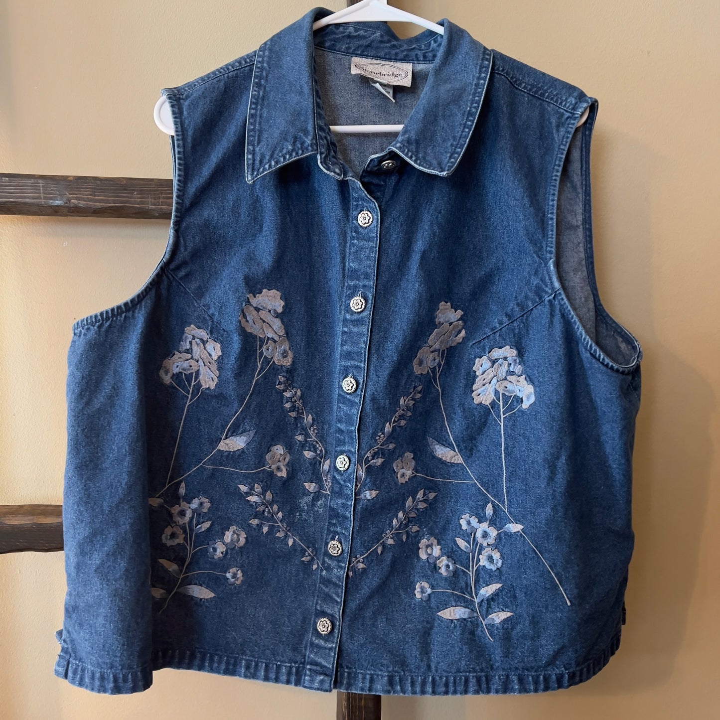 Vintage Stonebrook Floral Denim Vest